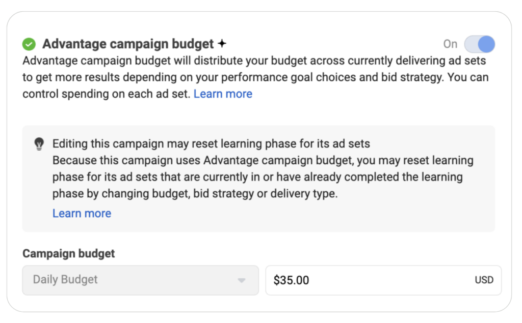 advantage+ budget