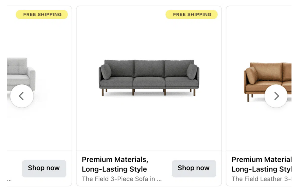 facebook carousel ads example
