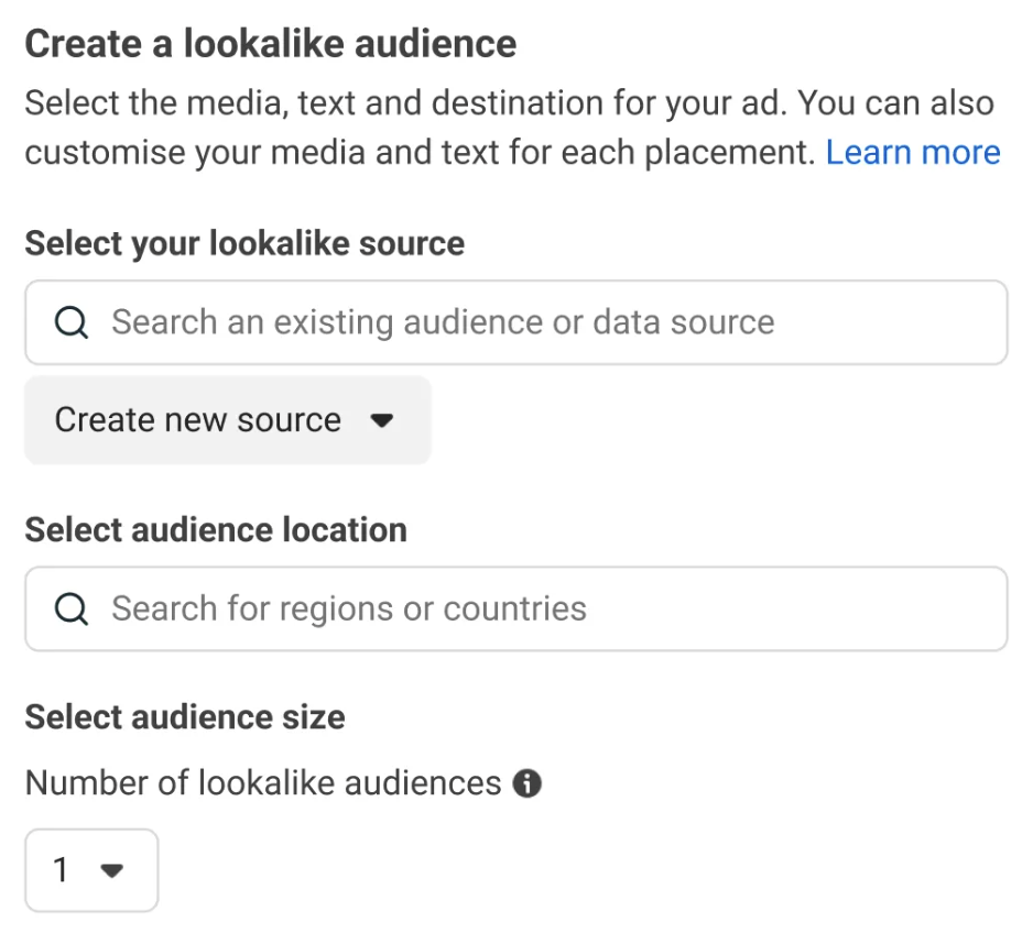 lookalike audience set up meta ads