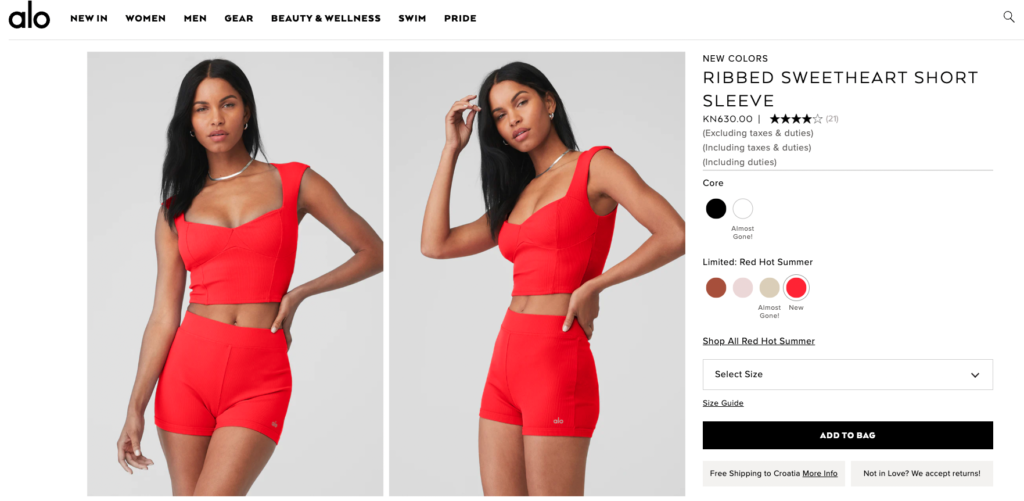 cta above the fold on product page