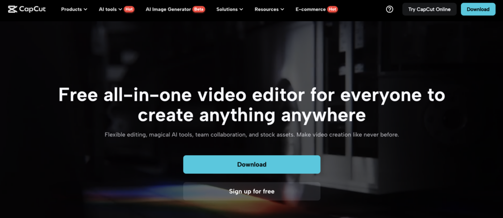 capcut homepage