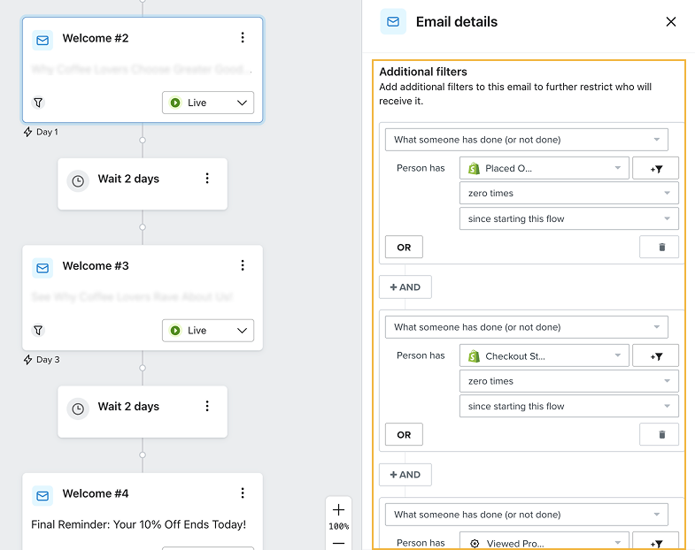 additional filters in welcome flow optimization
