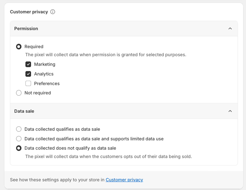 customer privacy settings